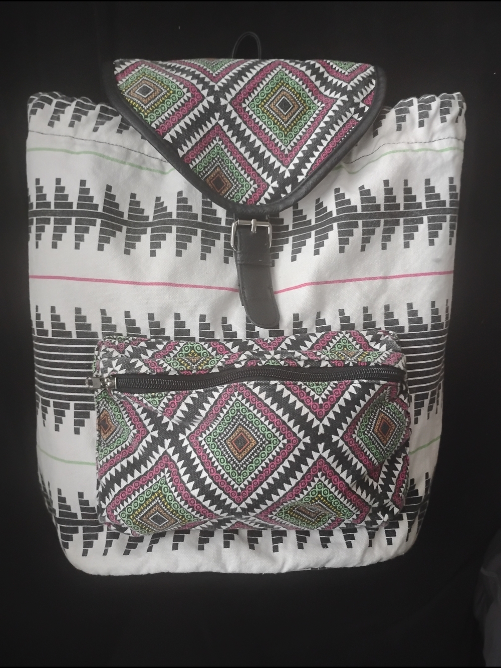 Candies Bohemian Tribal Women's Backpack - White,Black and Multicolored Book Bag